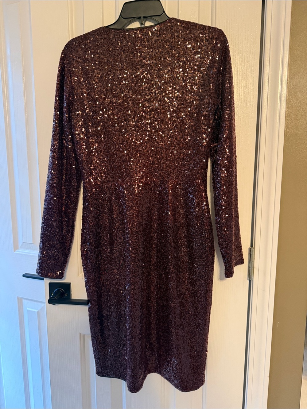 RACHEL Rachel Roy Burgundy Sequin Long Sleeve Dress - Picture 7 of 7